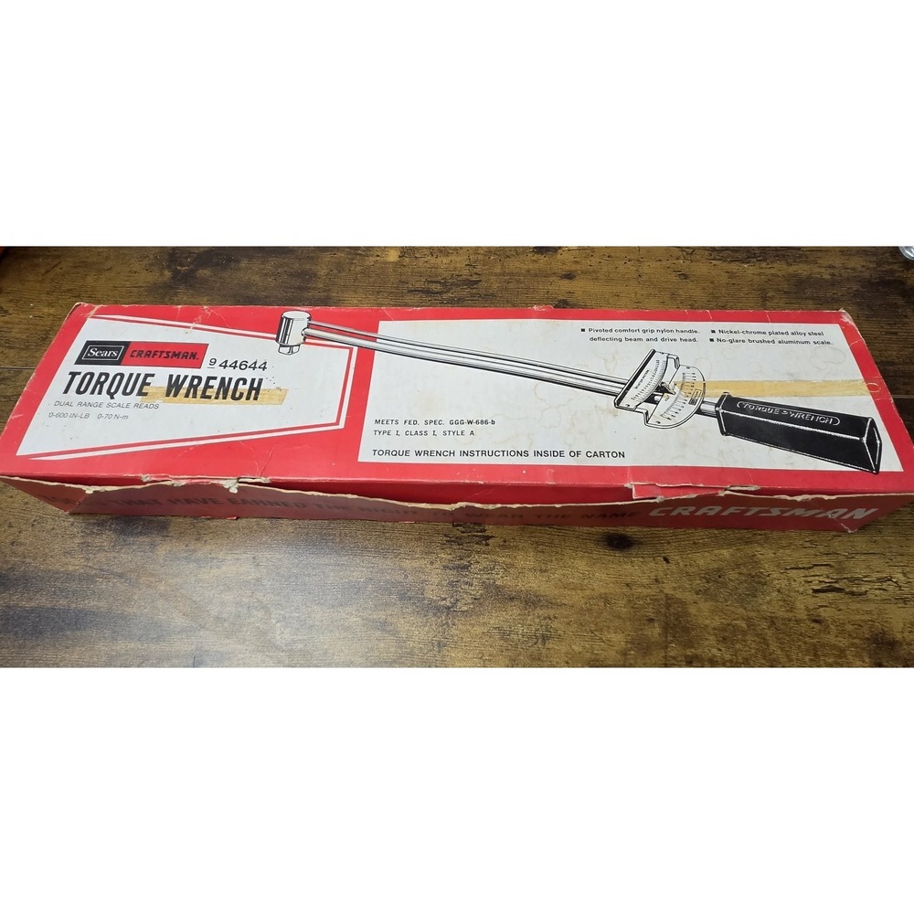 Vintage Sears Craftsman 1/2 Drive Beam Torque Wrench 0-600 In-Lb 9 44644 USA